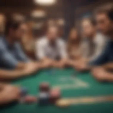 An engaging scene of players gathered around a poker table, showcasing the excitement of Ultimate Texas Hold'em.