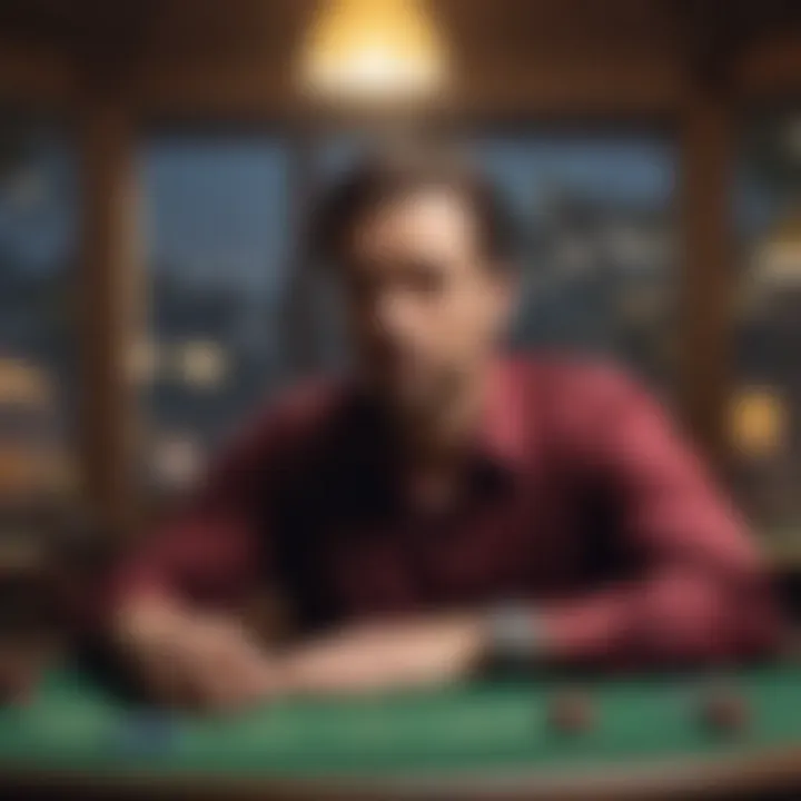 A player contemplating decisions at a Globe Poker table