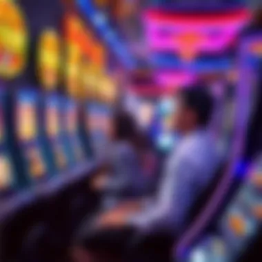 Players engaged in a thrilling game at a vibrant slot machine area