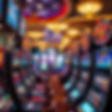 A bustling casino floor filled with slot machines