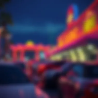 Cars parked outside a bustling casino