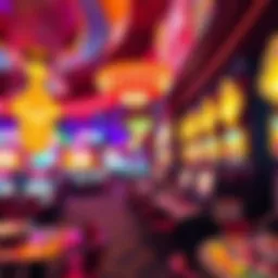 Glistening casino floors filled with vibrant lights