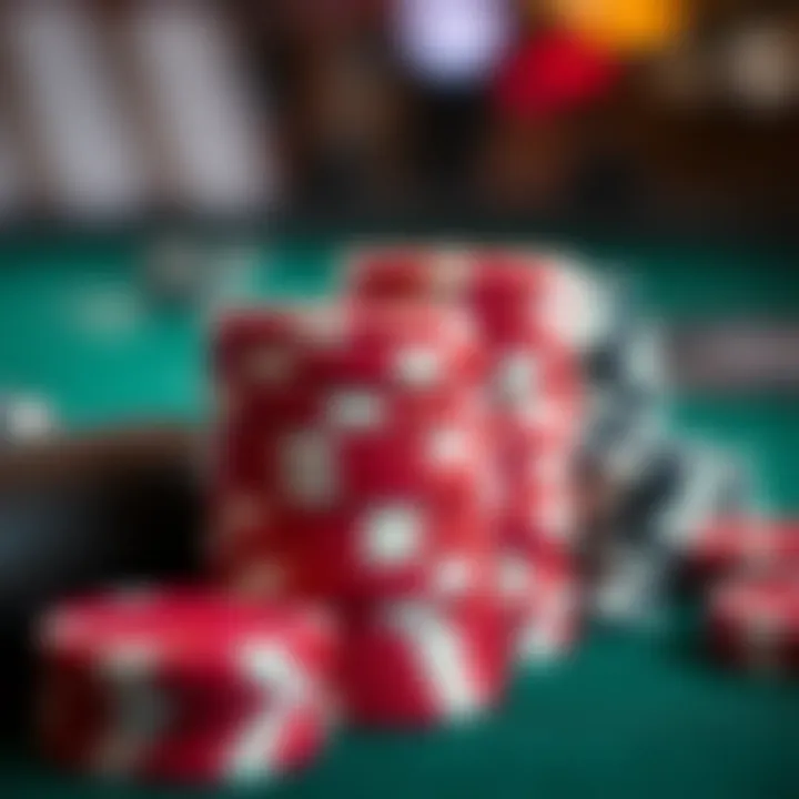 Close-up of poker chips stacked strategically