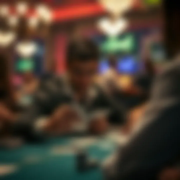 Analyzing Outcomes in Hi Low Poker A player analyzing potential outcomes in Hi Low Poker.