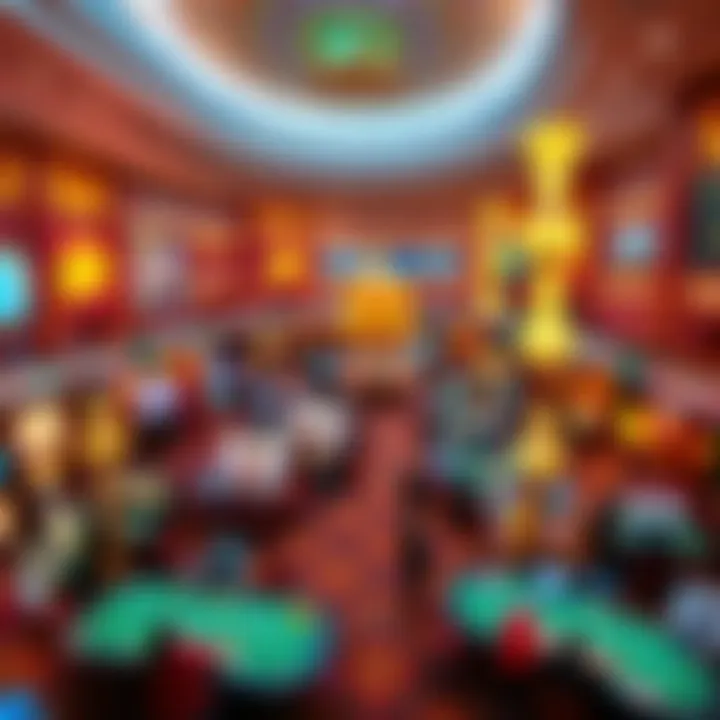 A panoramic view of MGM Grand casino floor bustling with activity