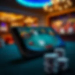 Elegant mobile device displaying a blackjack game interface.