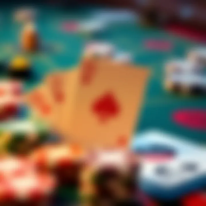 Close-up of a virtual card game showcasing strategy elements.