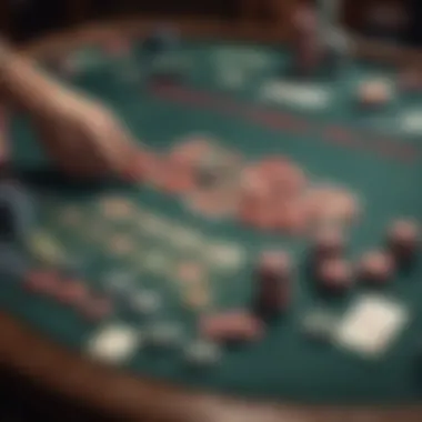 A table featuring poker chips and cards, emphasizing the gaming atmosphere