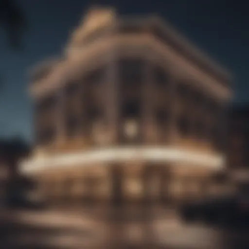 Exterior view of Paragon Casino and Hotel illuminated at night