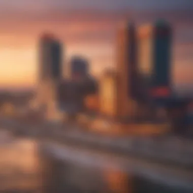 Luxury resort skyline in Atlantic City at sunset