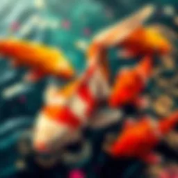 Elegant koi fish swimming in vibrant waters