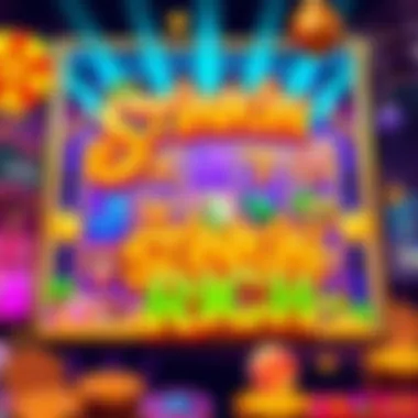 Colorful depiction of the Stinkin Rich slot game interface featuring vibrant symbols and design elements.