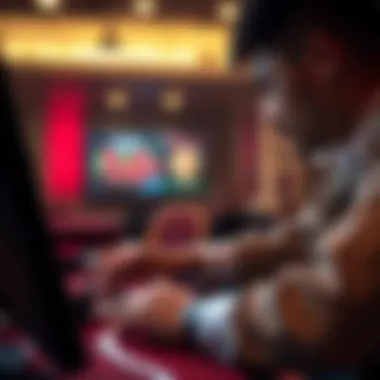 Engaging with Strategy Close-up of a player engaged in thoughtful decision-making at a virtual table