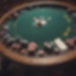 A classic poker table set up for a game with cards and chips