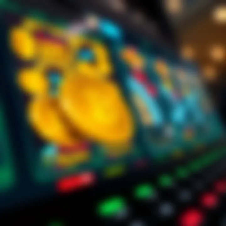 Close-up view of digital gold coins on a gaming interface