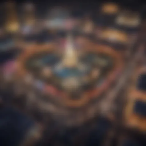 Aerial view of the Las Vegas Strip showcasing illuminated casinos
