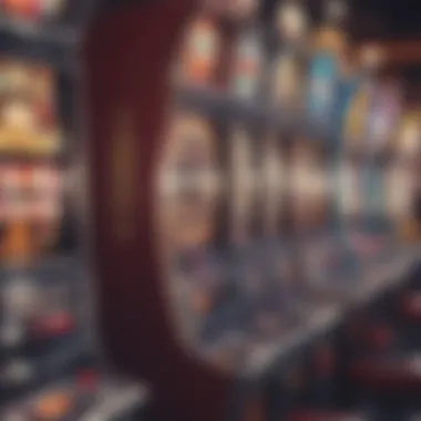 Attraction of the Spin Close-up of colorful slot machines in action