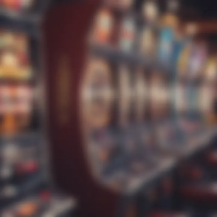 Attraction of the Spin Close-up of colorful slot machines in action