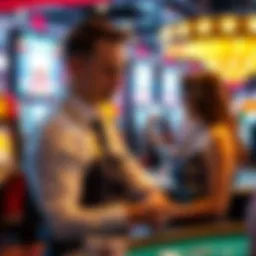 Casino customer service representative assisting a player