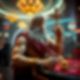 Epic representation of Zeus in a casino setting